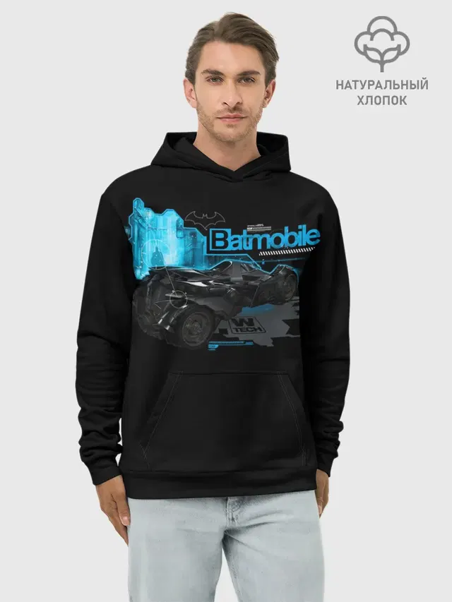Худи мужской базовый хлопок с принтом «Batman Arkham Knight — Batmobile»