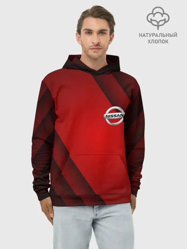 Худи мужской базовый хлопок с принтом «Nissan»