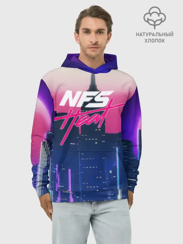 Худи мужской базовый хлопок с принтом «Cityscape — NFS Heat»