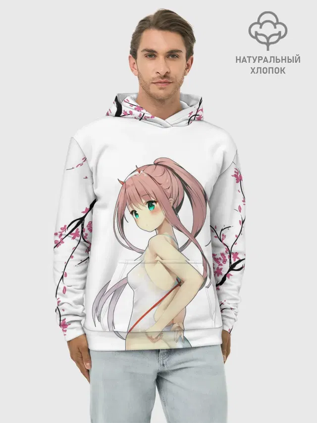 Худи мужской базовый хлопок с принтом «Darling sakura»