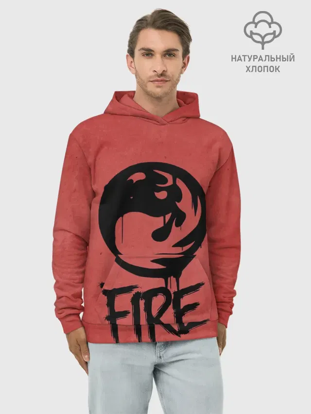 Худи мужской базовый хлопок с принтом «Magic:The Gathering — Emblems Fire»