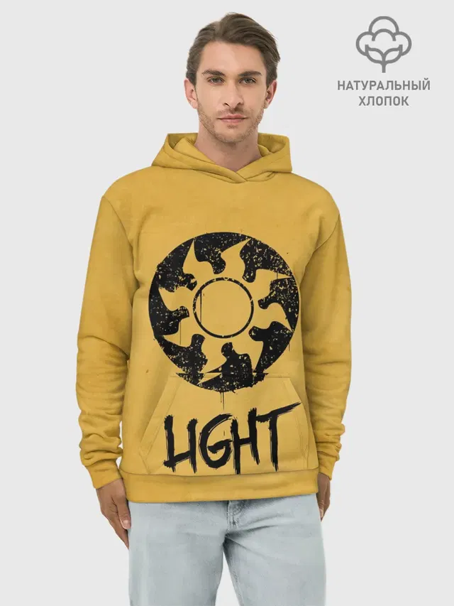 Худи мужской базовый хлопок с принтом «Magic:The Gathering — Emblems Light»