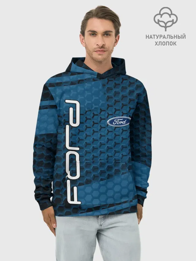 Худи мужской базовый хлопок с принтом «Ford»