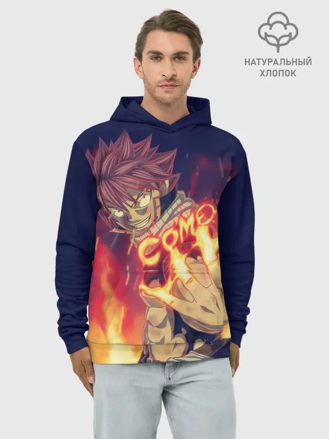 Худи мужской базовый хлопок с принтом «Хвост Феи — Fairy Tail Como oi»