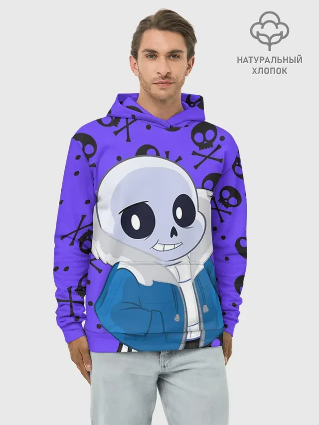 Худи мужской базовый хлопок с принтом «Санс Undertale»