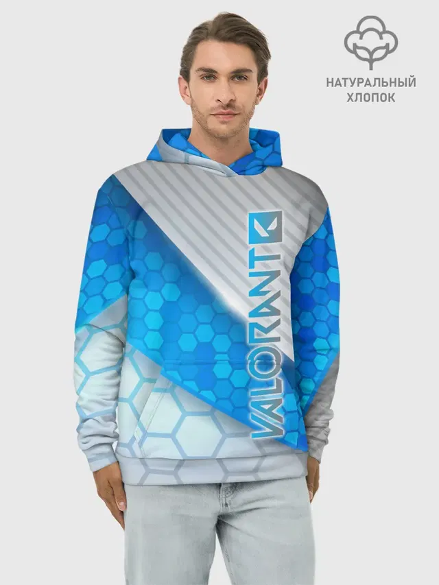 Худи мужской базовый хлопок с принтом «Hexagon pattern»