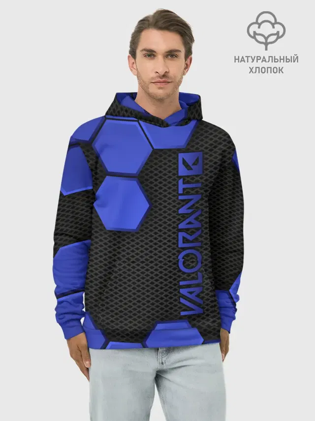 Худи мужской базовый хлопок с принтом «Hexagonal pattern»
