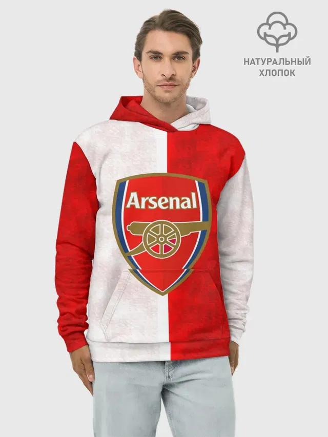 Худи мужской базовый хлопок с принтом «FC Arsenal 3D»
