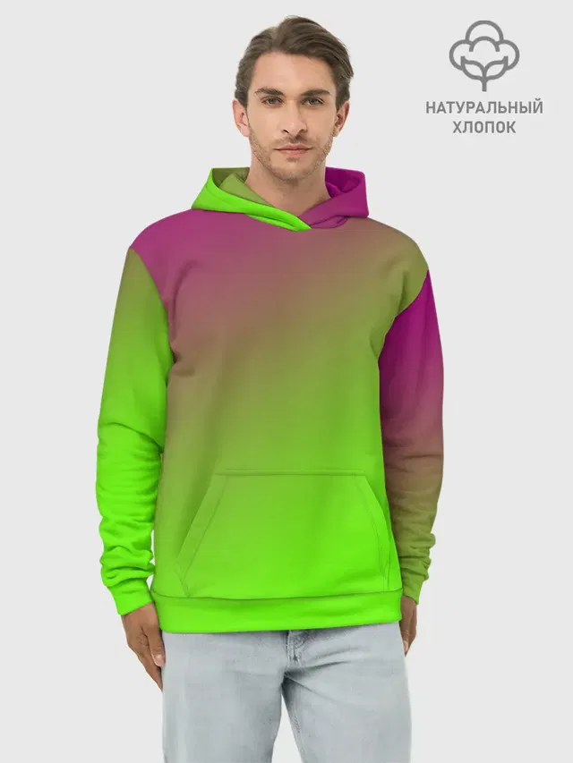 Худи мужской базовый хлопок с принтом «Tie-Dye — Кислотная»