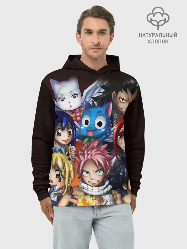 Худи мужской базовый хлопок с принтом «Хвост Феи — Fairy Tail manga»