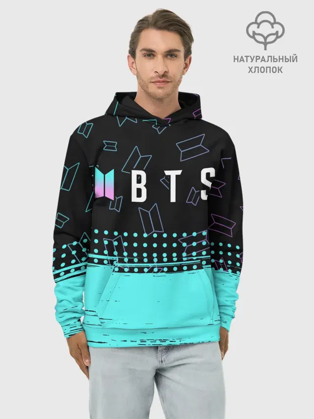 Худи мужской базовый хлопок с принтом «BTS»