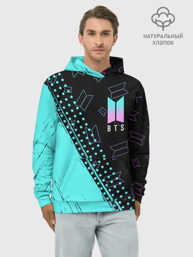 Худи мужской базовый хлопок с принтом «BTS»