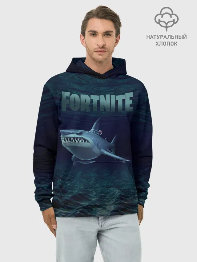 Худи мужской базовый хлопок с принтом «Фортнайт — Loot Shark Fortnite»
