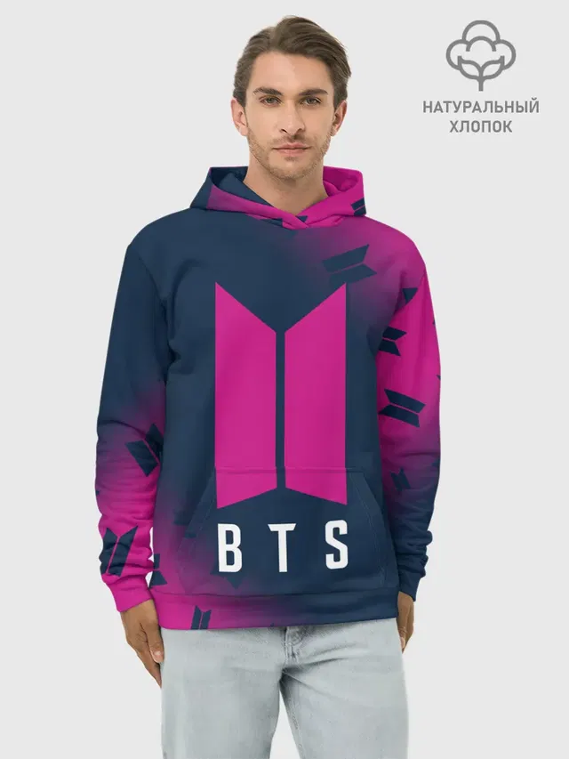 Худи мужской базовый хлопок с принтом «BTS»