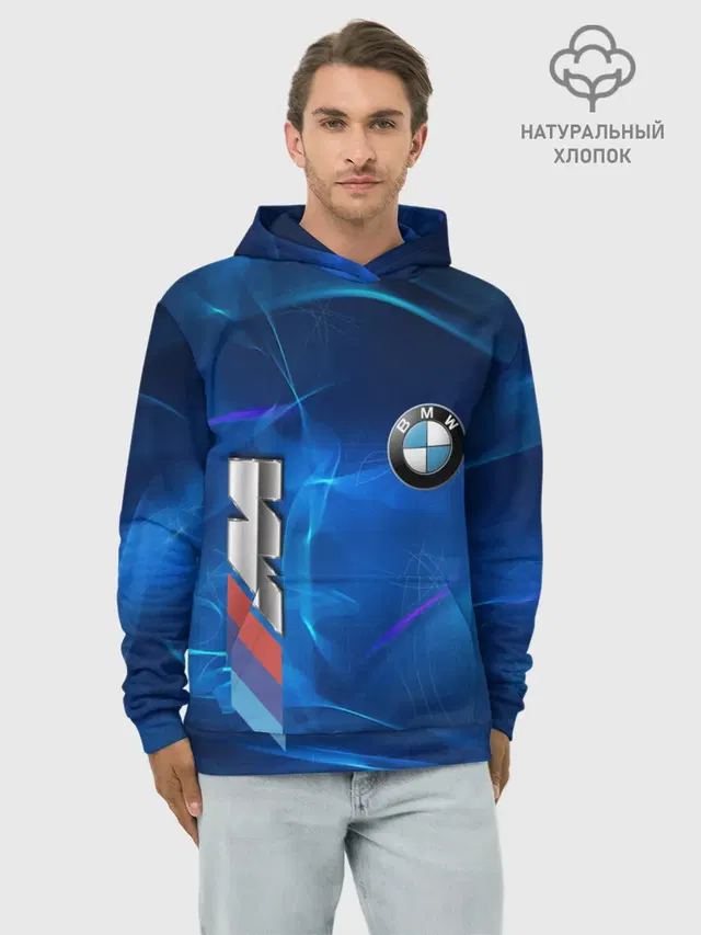 Худи мужской базовый хлопок с принтом «BMW»