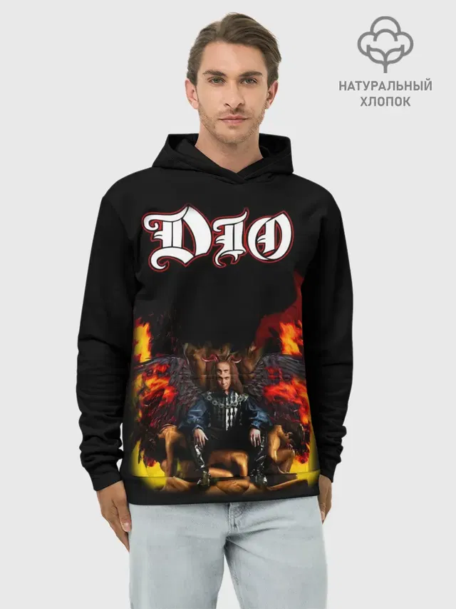Худи мужской базовый хлопок с принтом «Разный рок — Dio»