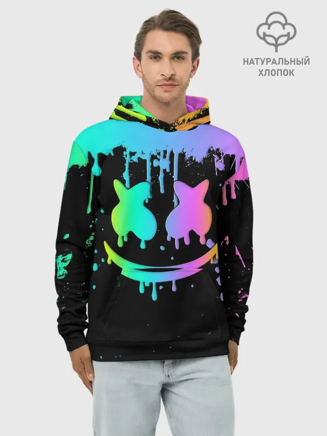 Худи мужской базовый хлопок с принтом «Marshmello»