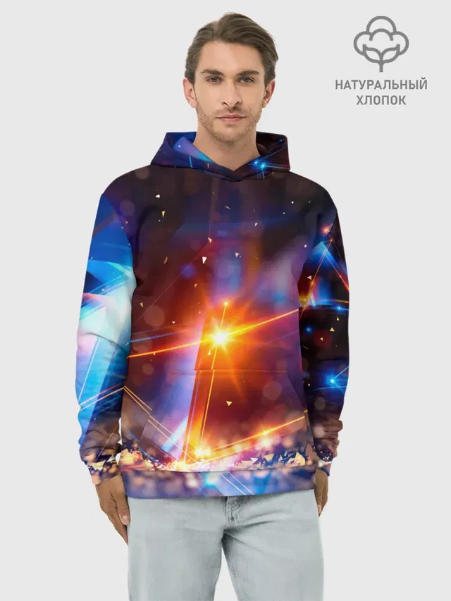 Худи мужской базовый хлопок с принтом «geometry light»