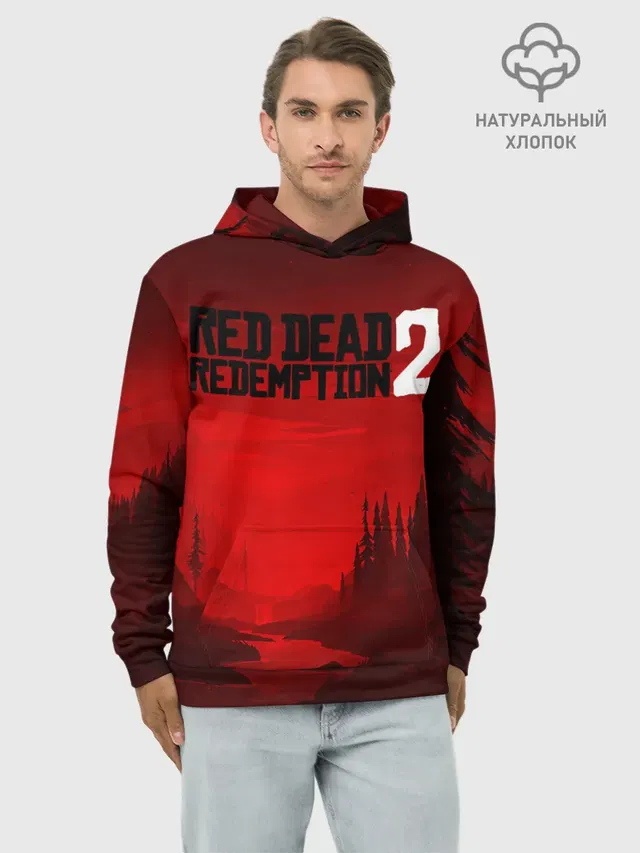 Худи мужской базовый хлопок с принтом «River — Red Dead Redemption 2»