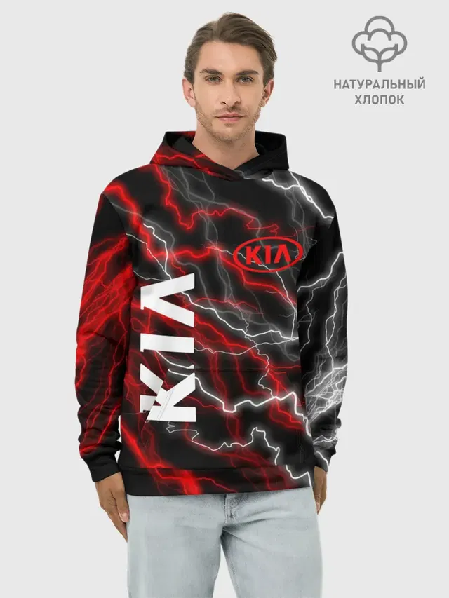 Худи мужской базовый хлопок с принтом «KIA»
