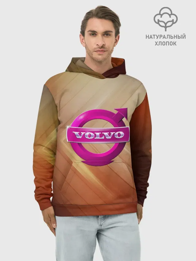 Худи мужской базовый хлопок с принтом «Volvo»
