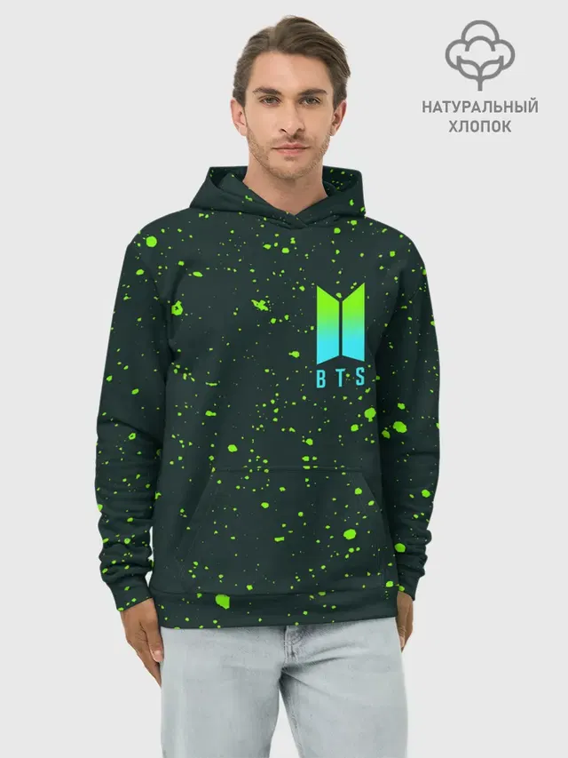 Худи мужской базовый хлопок с принтом «BTS»