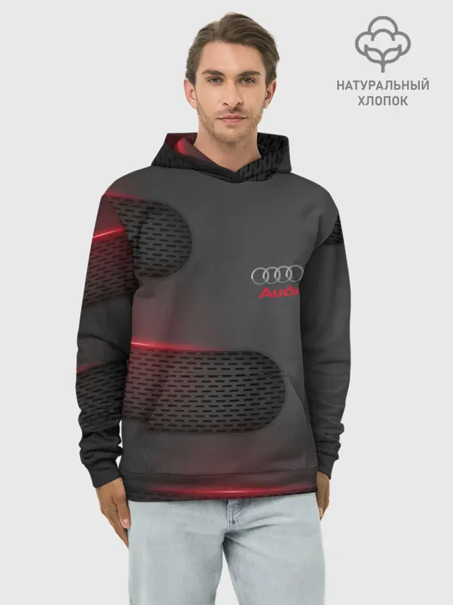 Худи мужской базовый хлопок с принтом «Audi»