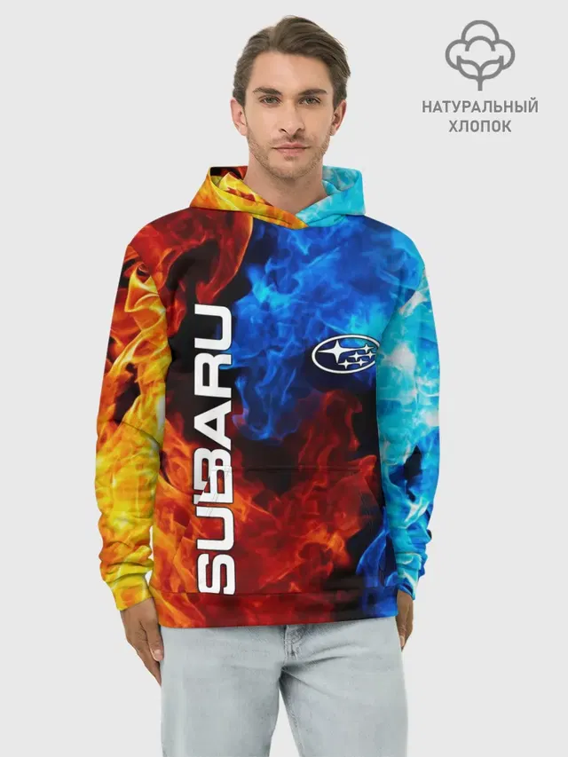 Худи мужской базовый хлопок с принтом «Subaru»