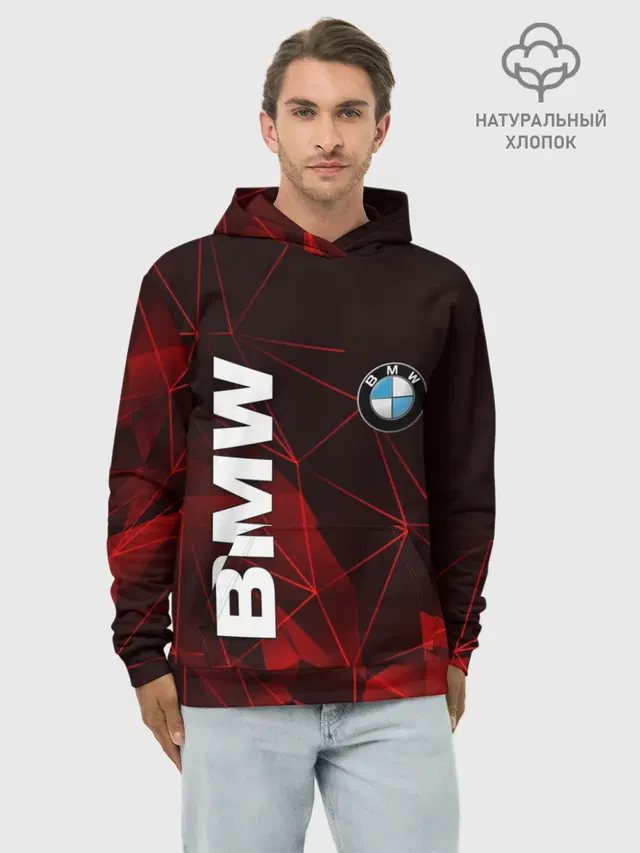 Худи мужской базовый хлопок с принтом «BMW»