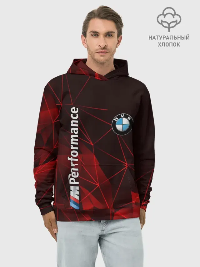 Худи мужской базовый хлопок с принтом «BMW»