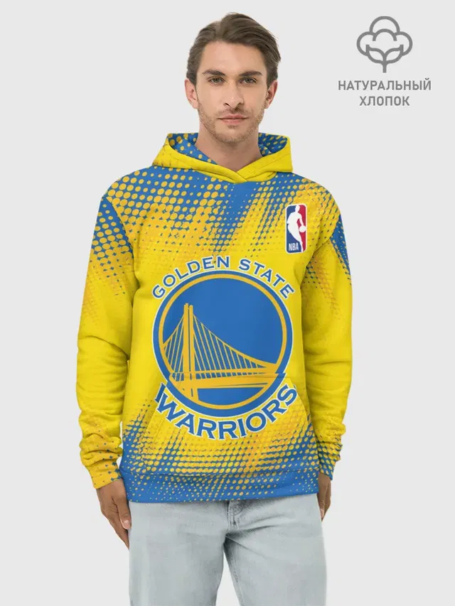 Худи мужской базовый хлопок с принтом «НБА — Golden State Warriors»