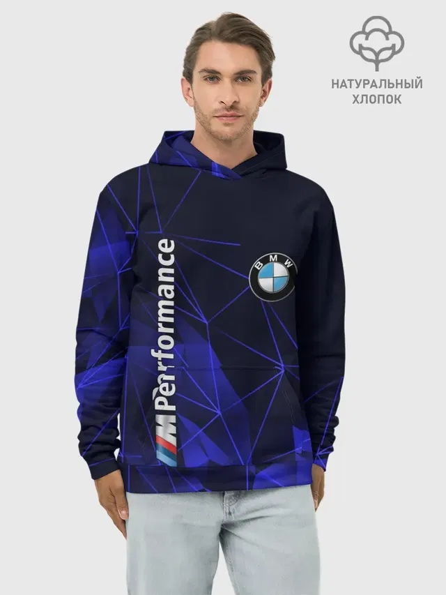 Худи мужской базовый хлопок с принтом «BMW»