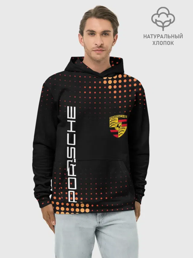 Худи мужской базовый хлопок с принтом «Porsche»