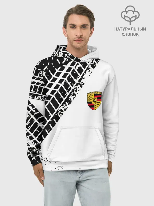 Худи мужской базовый хлопок с принтом «Porsche»