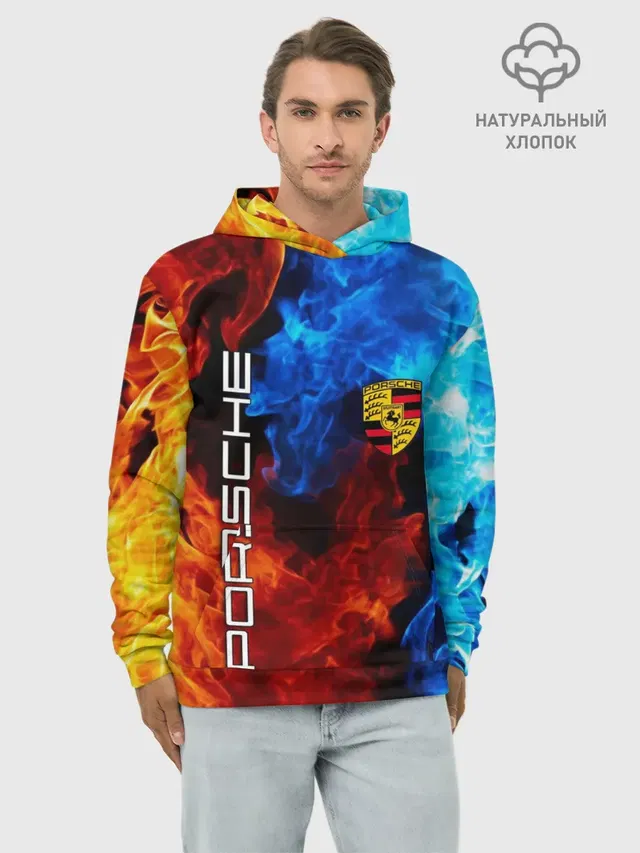 Худи мужской базовый хлопок с принтом «Porsche»