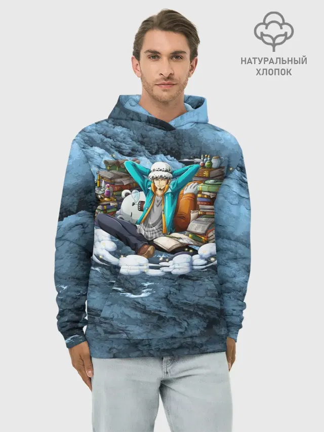 Худи мужской базовый хлопок с принтом «Ван Пис — Trafalgar Law»