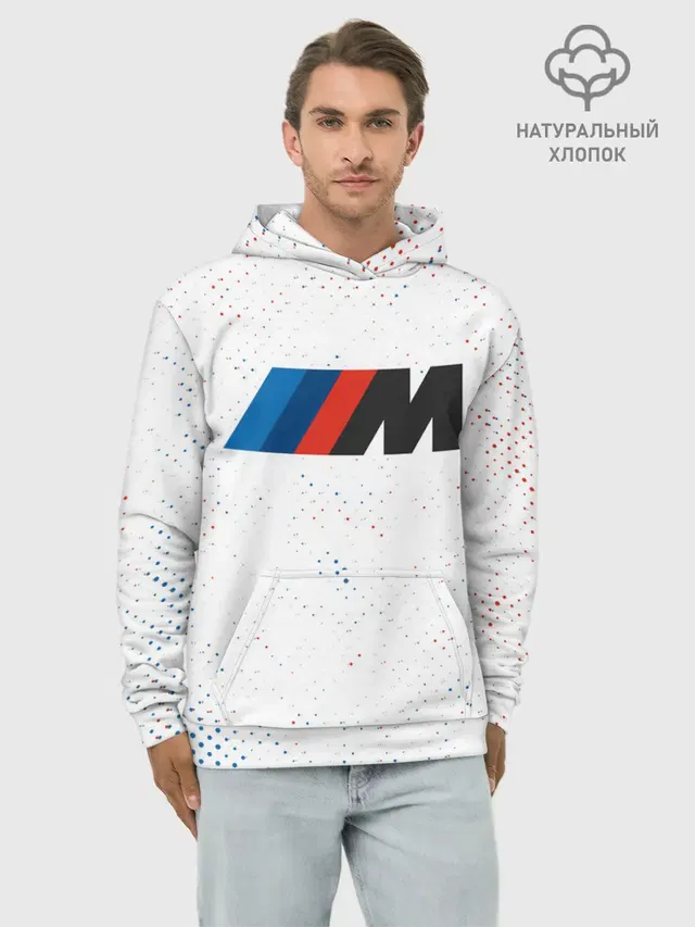 Худи мужской базовый хлопок с принтом «BMW»