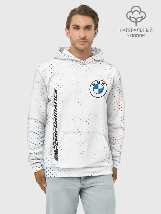 Худи мужской базовый хлопок с принтом «BMW»
