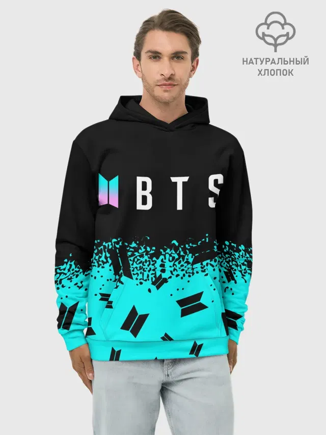 Худи мужской базовый хлопок с принтом «BTS»
