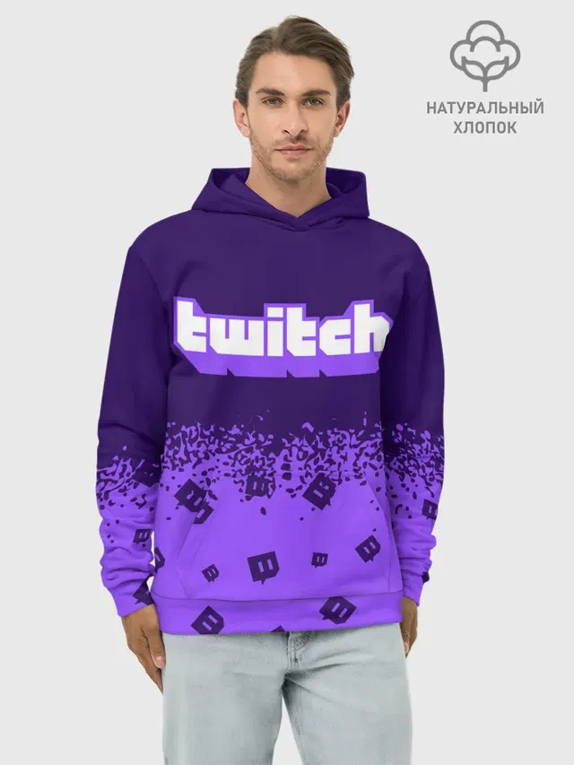 Худи мужской базовый хлопок с принтом «Разные игры — TWITCH — ТВИЧ»