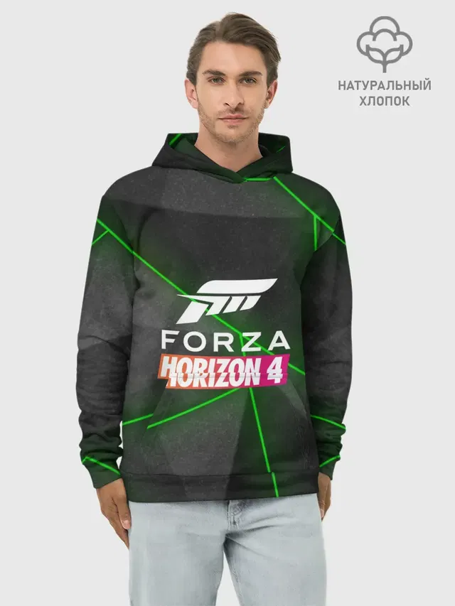 Худи мужской базовый хлопок с принтом «Forza Horizon — Forza Horizon 4 Hi-tech»