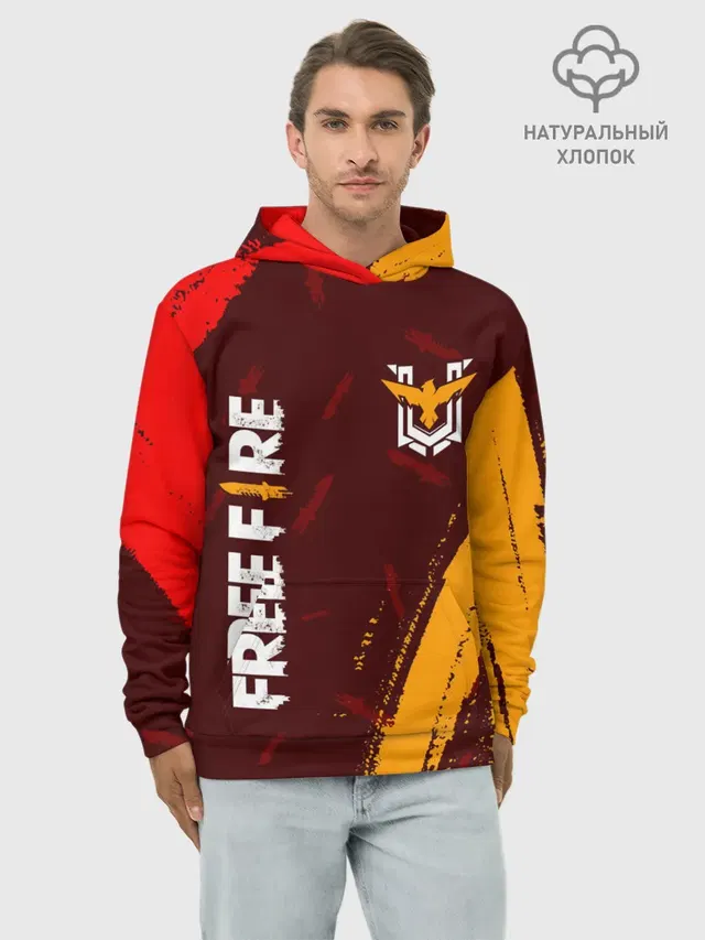 Худи мужской базовый хлопок с принтом «Knife — FREE FIRE — ФРИ ФАЕР»
