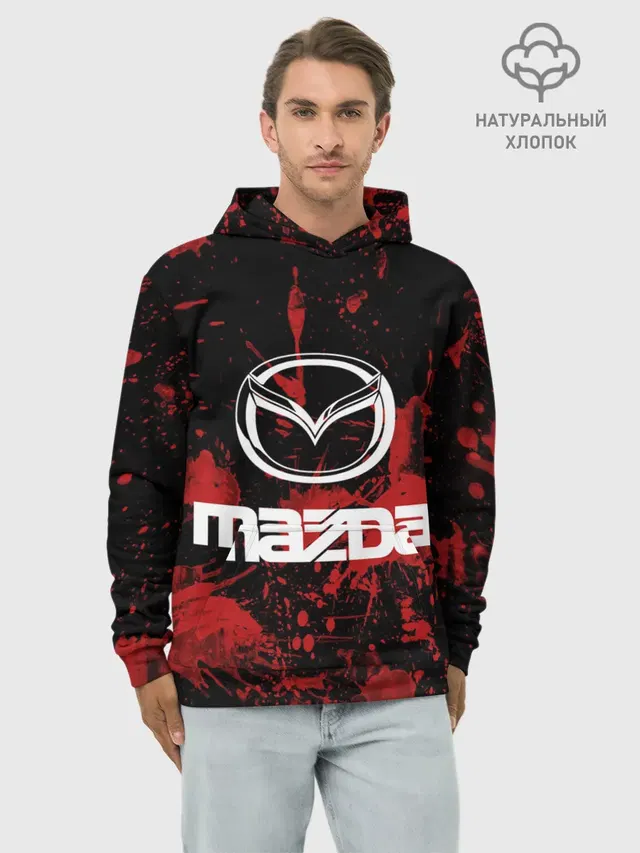 Худи мужской базовый хлопок с принтом «Mazda»