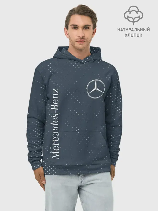 Худи мужской базовый хлопок с принтом «Merсedes — MERCEDES — МЕРСЕДЕС»