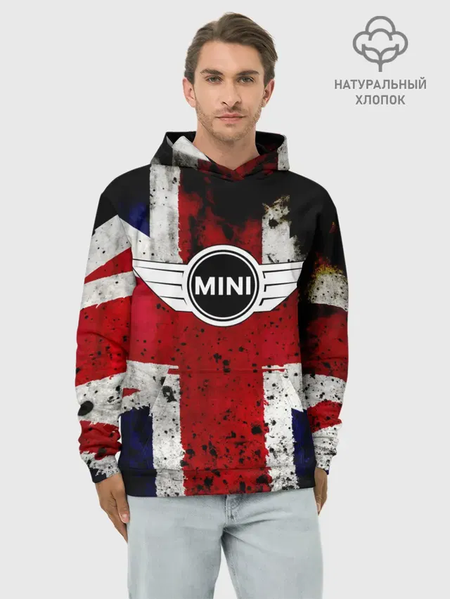 Худи мужской базовый хлопок с принтом «BMW — Mini Cooper»