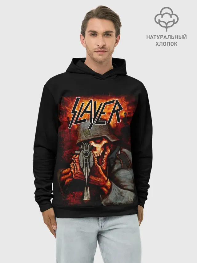 Худи мужской базовый хлопок с принтом «Slayer — СЛЭЙЕР»