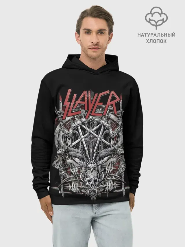 Худи мужской базовый хлопок с принтом «Slayer»