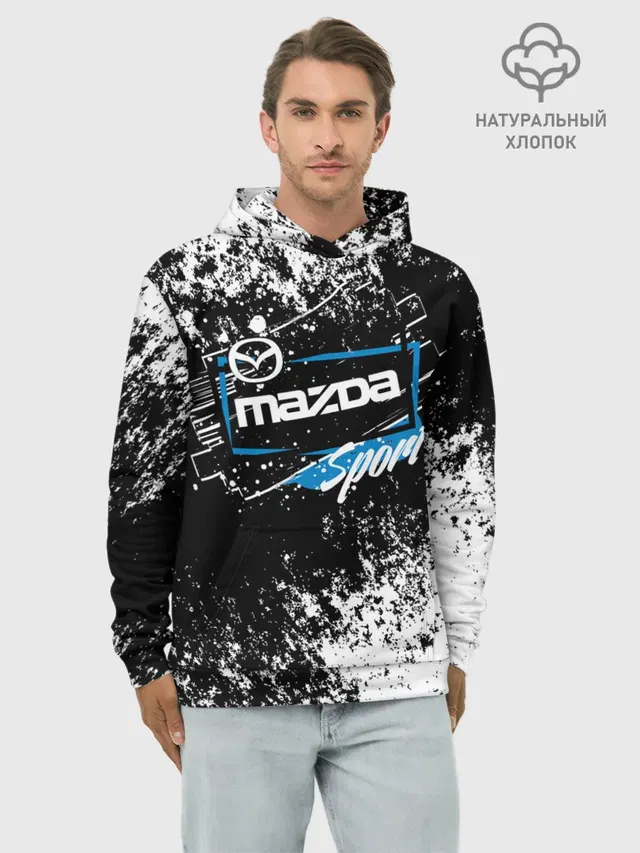 Худи мужской базовый хлопок с принтом «Mazda — MAZDA SPORT»