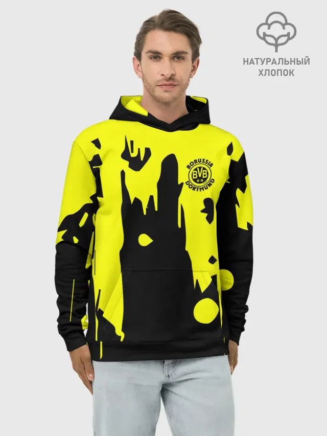 Худи мужской базовый хлопок с принтом «Abstract background — FC Borussia»