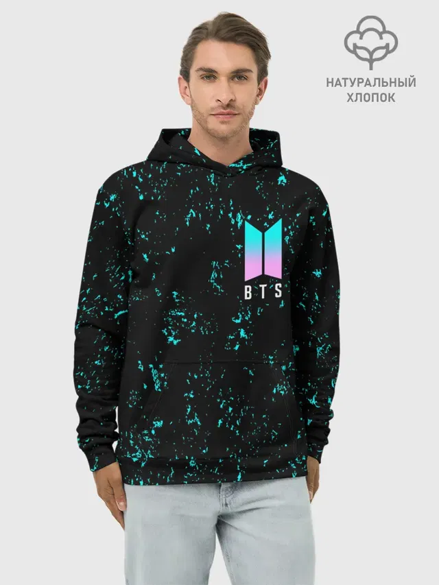 Худи мужской базовый хлопок с принтом «BTS»